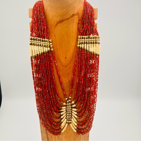 Tribal inspired vintage beaded necklace - Picture 2 of 7